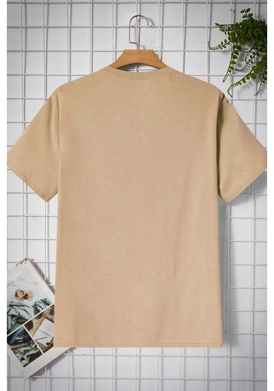 Unisex Backwoods Baskılı T-shirt Bej