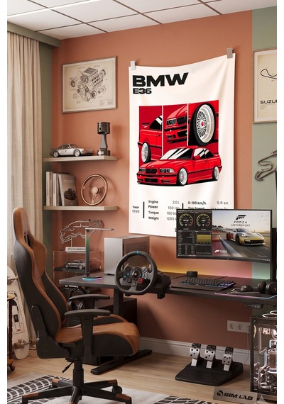 Bmw E36 Piksel Dekoratif Duvar Örtüsü Duvar Halısı Reaste