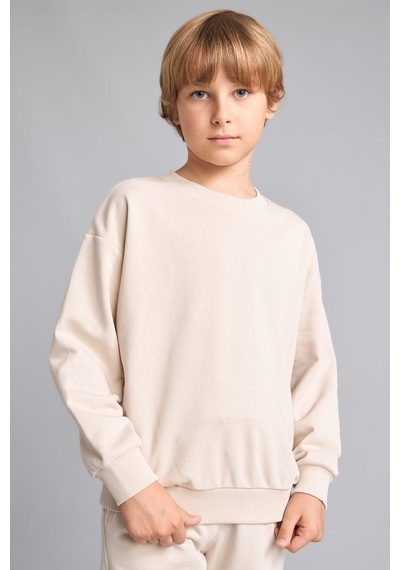 Defacto Oversıze Bisiklet Yaka Bej Sweatshirt Erkek Çocuk H7135a826aubg186 Bej-bg186