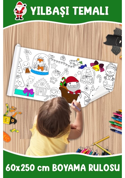 Melolisa Yılbaşı Temalı Dev Boyama Rulosu Happy New Year Roll Bebek Ve Çocuk Için 60x250 Cm Aktivite Kağıdı