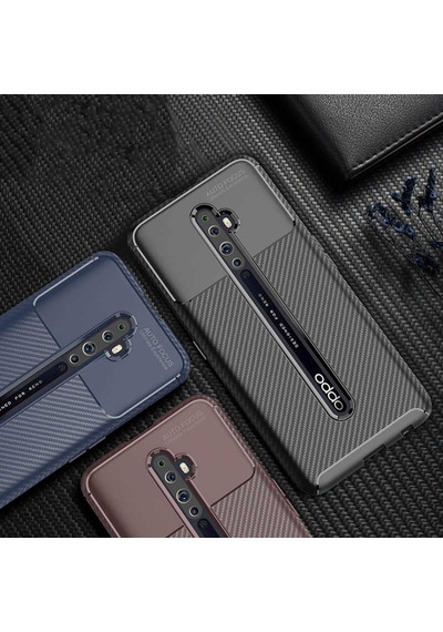 Oppo Reno 2 Kılıf Zore Negro Silikon Kapak Lacivert