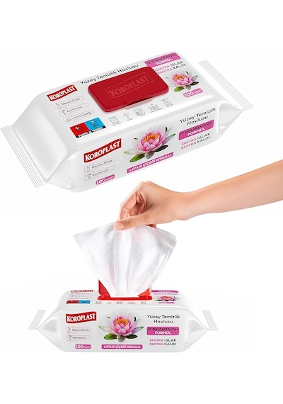 Ambalaj Marketim Koroplast Yüzey Temizlik Havlusu 100 Yaprak 5 Paket beyaz