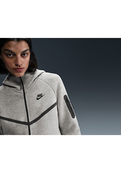 Nike Sportswear Tech Fleece Windrunner Kadın Günlük Polar Ceket Hv6747-063 Gri Renkli
