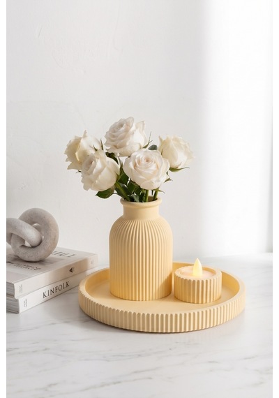 Senfoni Vazo Dekoratif Set - Modern Minimalist Estetik Tasarım Dekoratif Set - Pilli Mum, Mumluk Ve Tepsi Dahil Ev Ofis Salon Dekorasyonu İçin Şık Kompozisyon - Ahenk Tasarım Bej Senfoni Vazo Dekoratif Set - Modern Minimalist Estetik Tasarım Dekoratif Set - Pilli Mum, Mumluk Ve Tepsi Dahil Ev Ofis Salon Dekorasyonu İçin Şık Kompozisyon - Ahenk Tasarım Bej