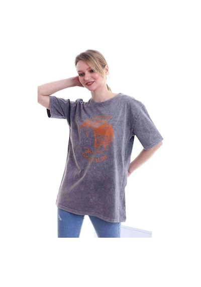 Kadın Oversize Antwerp Belgium Baskılı Tshirt
