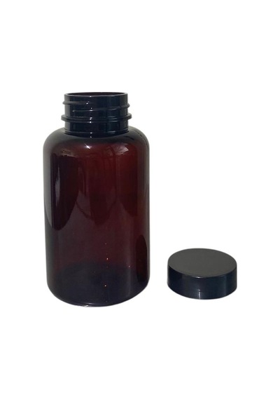 200ml Kahverengi Tablet Şişesi Siyah Kapak, 12 Adet, Tablet Şişesi, Ecza Şişesi, Kozmetik Şişe Kahverengi
