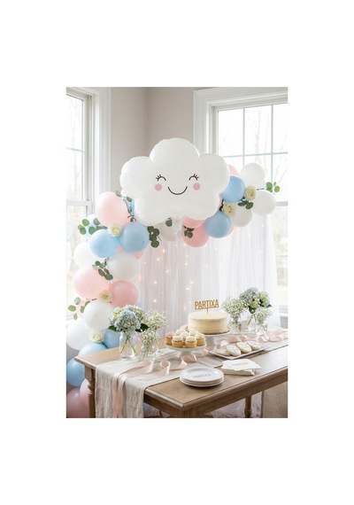 Sevimli Gülen Bulut Yüzlü Folyo Balon Doğum Günü Baby Shower Anaokulu Parti Süsleme Çok Renkli