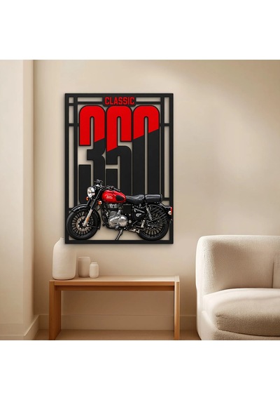 Klasik Kırmızı Motosiklet - Metal Tablo - Dec0314 58 X 80 Cm Çok Renkli