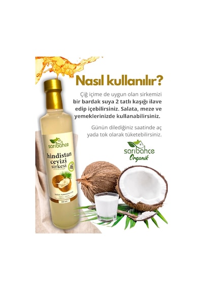 Hindistan Cevizi Sirkesi 500 Ml 2'li Paket - Organik Doğal Fermantasyon