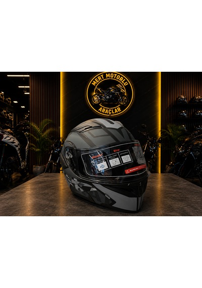 Jk 902 H1 Grey Çene Açılır Motosiklet Kaskı Açık Gri