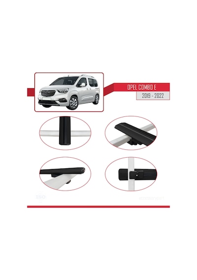 Opel Combo E Panelvan 2019-2022 Arası İle Uyumlu Basic Model Ara Atkı Tavan Barı Siyah 3 Adet