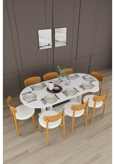 Lüks Yemek Odası Takımı 3 Parça %100 Mdf Konsol Yemek Masası Tv Ünitesi Yt02 Beyaz