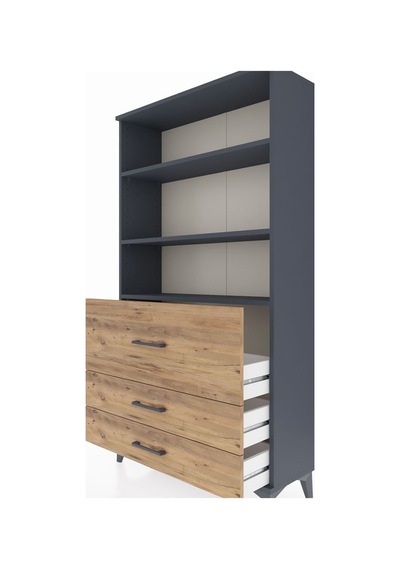 Arges Dolap 3 Raflı 3 Çekmeceli 88x30x163 Antrasit-çam Antrasit
