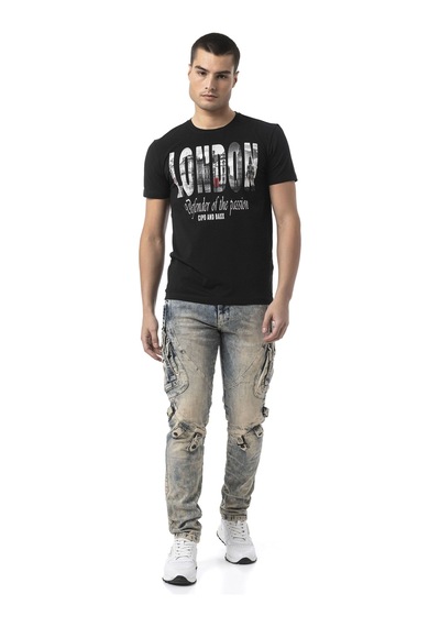 Cipo & Baxx Ct826 London Vibe Street Men T-shirt Siyah