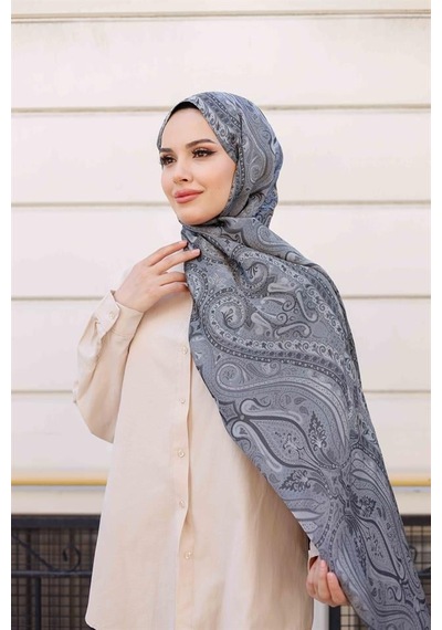 Etro Desen Premium Şal Gri Çok Renkli