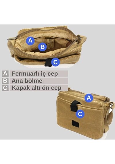 Oldcottoncargo Old Cotton Cargo 7136 Robbie S Bag Okul - Tablet - Omuz Çantası Camel