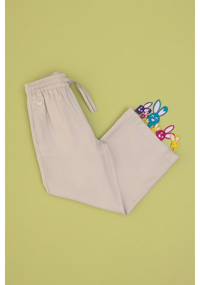 U.S. Polo Assn. Kız Çocuk Bej Loose Fit Modal Karışımlı Kanvas Pantolon 50309120-VR011