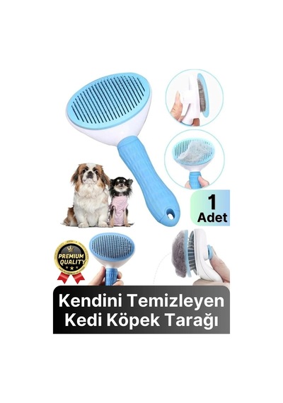Özel Üretim Mavi Kendini Temizleyen Otomatik Tuşlu Evcil Hayvan Pet Tüy Toplayıcı Kedi Köpek Tarağı