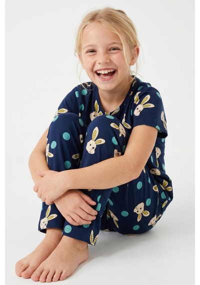 Siyah İnci Pamuklu Likralı Pijama Takım 7624 Lacivert
