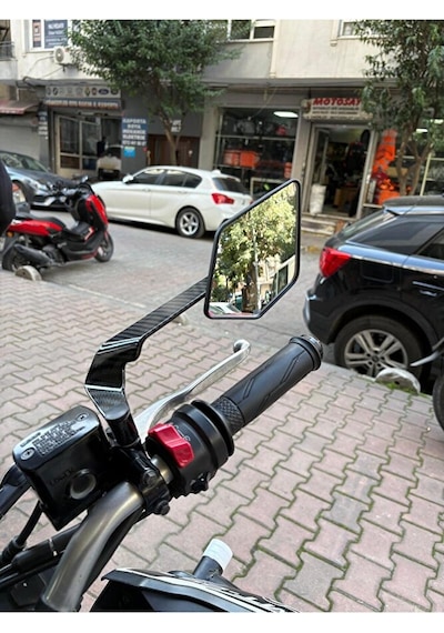 Ayna Karbon Görünümlü, Gidondan Bağlantılı Yarasa Kanat Ayna Moto