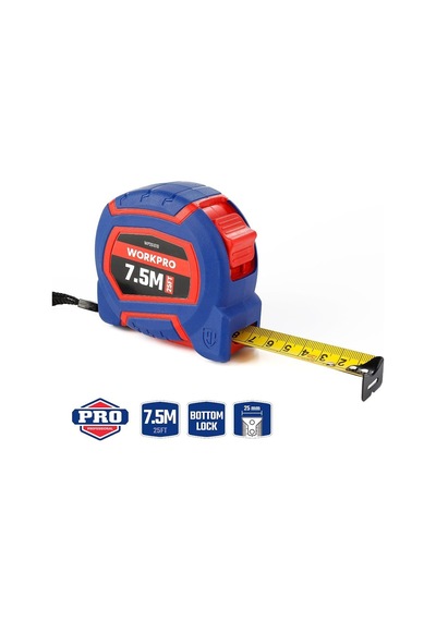 Workpro Wp261010 7,5mx25mm/25ft. Naylon Kaplama Sarı Çelik Şerit Metre Diğer