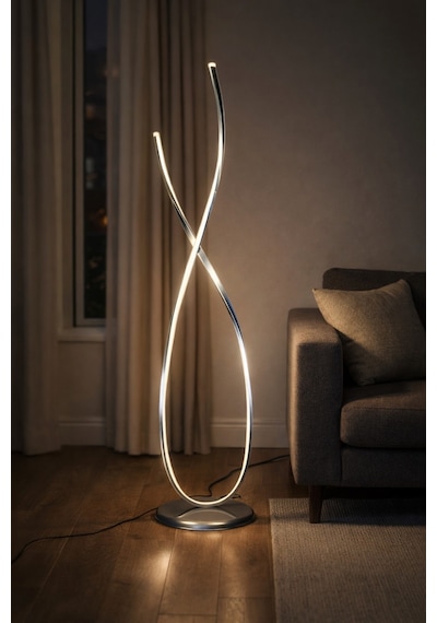 Marsel Gri Renk Gün Işığı Ledli Modern Tasarım Salon - Yatak Odası Led Lambader