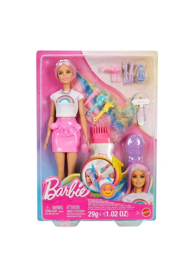 Barbie Gökkuşağı Saçlar Bebeği - Renkli Saçlı Ve Aksesuar Zenginli Kuaför Seti