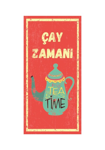 Çay Zamanı Mutfak Cafe Bar Ev Dekorasyon Tablo Mini Retro Ahşap Poster - 711987804