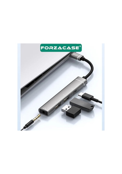 Type C + 3.5mm Jack + Usb Girişli Port Çoğaltıcı Hub Otg - Fc484