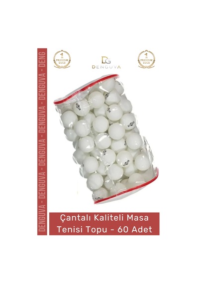 Masa Tenisi Pinpon Topu Çantalı Kaliteli Etkinlik 60 Adet Beyaz Canlı Ping Pong Sekme