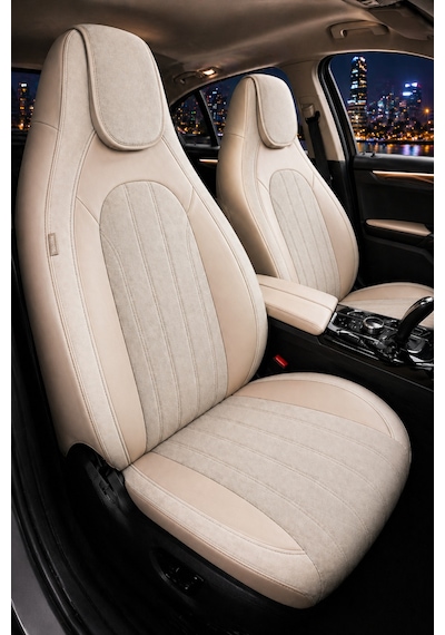 Fiat Albea 2002-2012 Bel Destekli Tay Tüyü Koltuk Kılıfı Tokyo Serisi Bej
