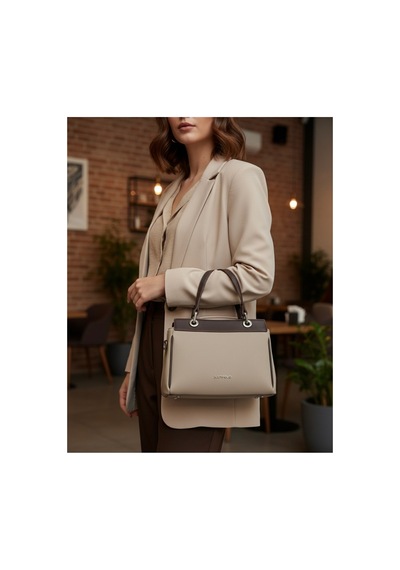Just Polo Kadın Premium El & Omuz Çantası Ebat 18 X 26 Cm Shoulder Bag Vizon - Kahverengi 42591905
