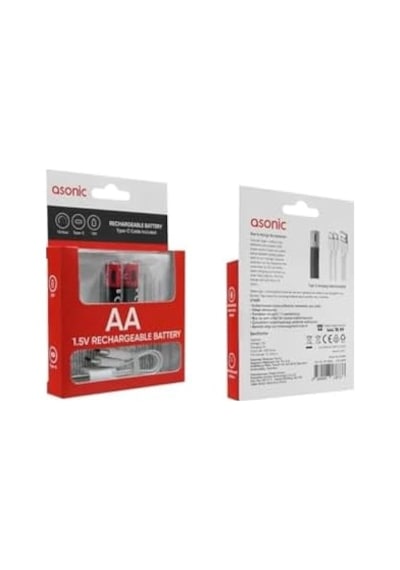 Pl1400, Aaa, Şarjlı Pil, 1.5volt, 400mah/750mwh, Type-c Ile Kolay Şarj, 2 Li Paket