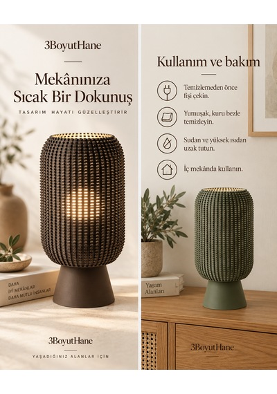 Modern Dekoratif Masa Lambası Salon Ve Yatak Odası İçin Abajur, 10 Renk Seçeneği, E14 Led Uyumlu Kahverengi