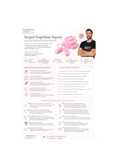Süngerli Gece Bigudisi Isısız Saç Şekillendirme Doğal Bukle Bigudisi 3 Cm 10 Adet 719759 Genel