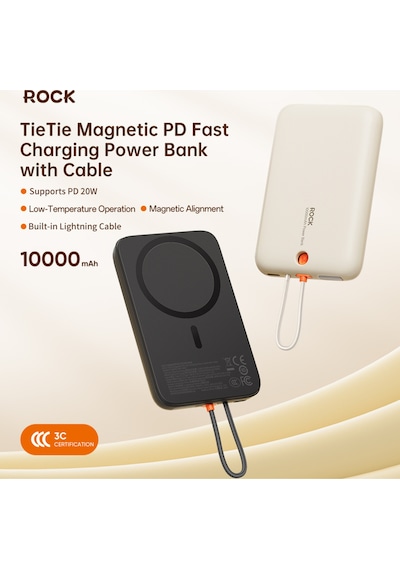 P28 10.000 Mah 20w Magsafe Lightning Kablo Powerbank Dijital Gösterge Siyah