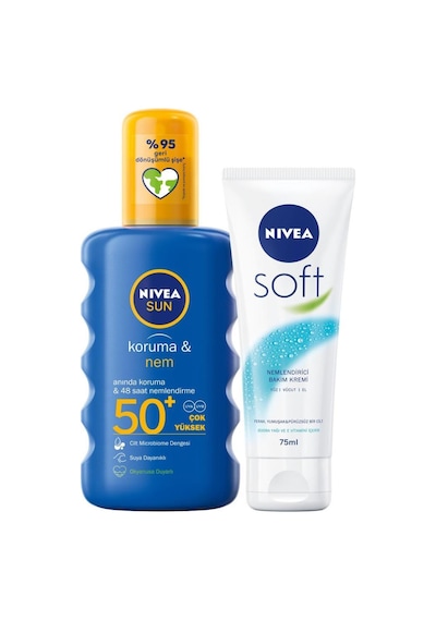 Nivea Güneş Koruyucu & Nemlendirici Sprey GKF 50 200 ML + Soft Bakım Kremi 75 ML