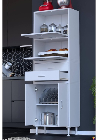Nexa 55 Cm 2 Çekmece 4 Kapaklı Çok Amaçlı Mutfak, Bakliyat Ve Kahve Köşesi Banyo Dolabı 55x181x32 Cm Beyaz Nexa 55 Cm 2 Çekmece 4 Kapaklı Çok Amaçlı Mutfak, Bakliyat Ve Kahve Köşesi Banyo Dolabı 55x181x32 Cm Beyaz
