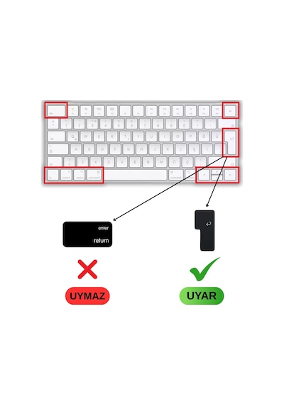 Apple Magic Keyboard 2 A1644 Türkçe F Klavye Koruyucu Iso Ters L Enter Silikon Siyah