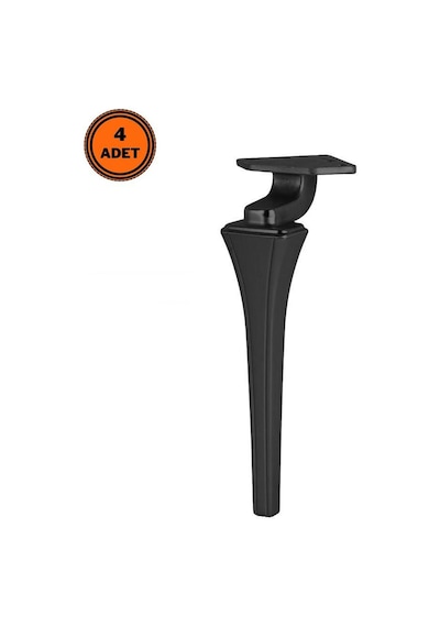 4 Adet Venüs Lüx Metal Ayak 16 Cm Mat Siyah Mobilya Koltuk Ayağı