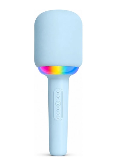 Exenar - Mavi - Kablosuz Bluetooth Karaoke Mikrofonu 5w Rgb Işıklı Taşınabilir Kablosuz Mikrofon Şarjlı 1200 Mah