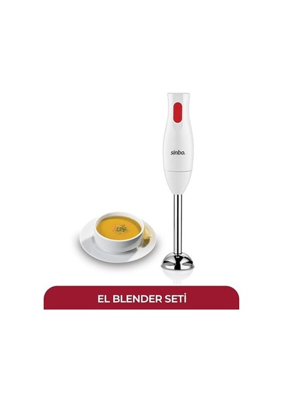 Sinbo Shb-3102 El Blenderi Çubuk Blender, Paslanmaz Çelik Uç, Ölçü Kabı Dahil, Çorba Sos Püre Smoothie Hazırlama, Ergonomik Tutuş, Beyaz