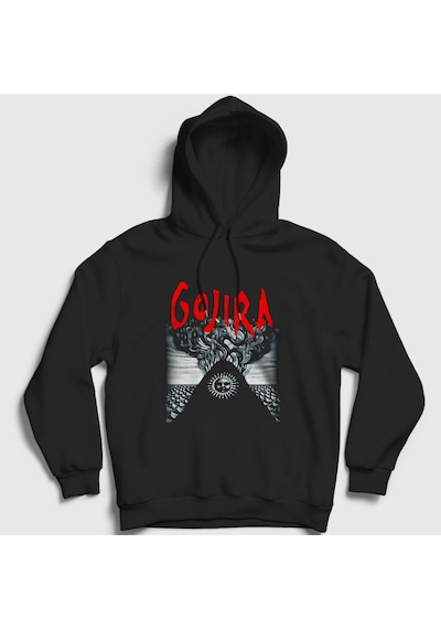 Presmono Unisex Magma Gojira Kapüşonlu Sweatshirt Siyah