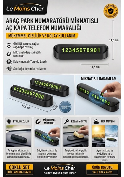 Audi A3 Ambition Araç Park Numaratörü Mıknatıslı Aç Kapa Telefon Numaralığı