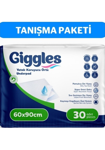 Giggles 60x90 Yatak Koruyucu Örtü 1 Paket 30adet