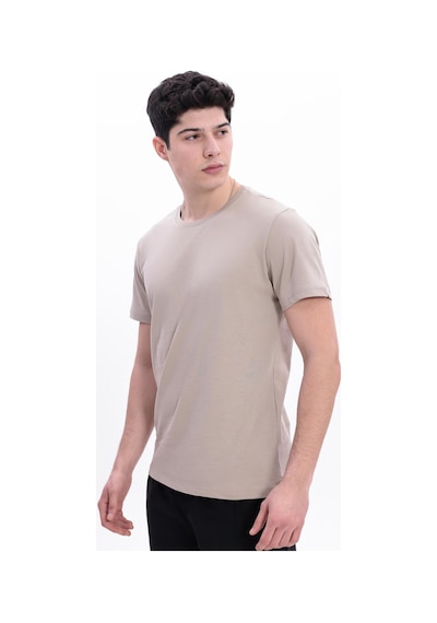 Freemen Erkek/unisex Bisiklet Yaka Basic Tişört %100 Pamuk Bej