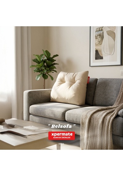 Belsofa Bel Ve Sırt Destek Yastığı Kanepe, Berjer, Tv Ve Oyuncu Koltuğu İçin Sırt Yastığı Bej
