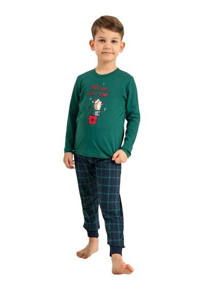 Arnetta Ar3823c Baba Oğul Uzun Kollu İkili Pijama Takım Oğul Yılbaşı Yeşili