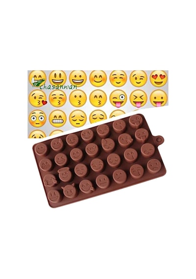 Emoji Şekilleri Silikon Çikolata Kalıbı Kahverengi