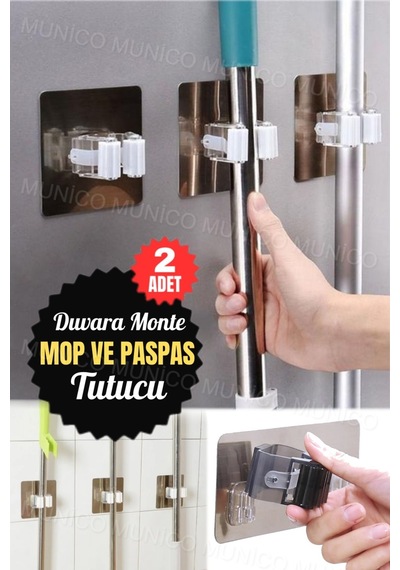 2 Adet Yapışkanlı Çok Amaçlı Kancalar Duvara Monte Paspas Organizer Tutucu Mutfak Banyo Aksesuar Bey Diğer